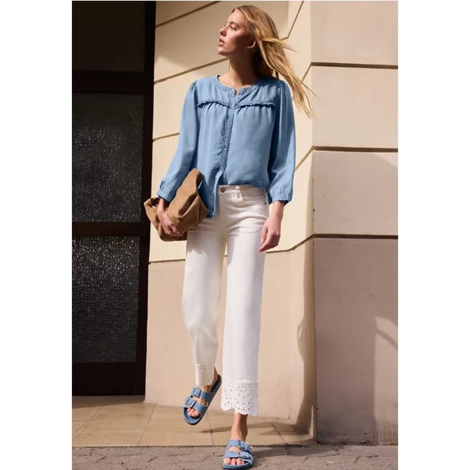 3/4-mouwen blouse in een verwassen look
