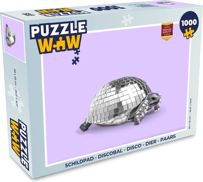 Puzzel Schildpad - Discobal - Disco - Dier - Paars - Legpuzzel - Puzzel 1000 stukjes volwassenen