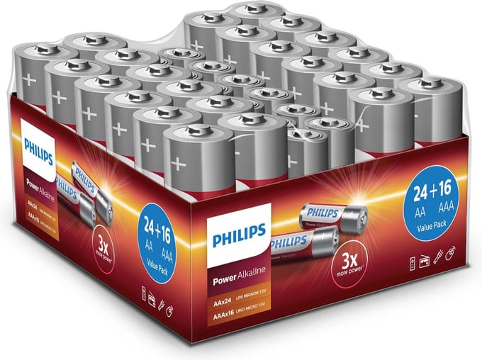 Philips Power Alkaline Batterijen - 40 stuks - 24x AA - 16x AAA