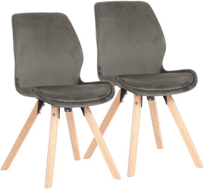 CLP Luna Set van 2 Eetkamerstoel - Modern - Rugleuning - 136 kg - Fluweel/grijs