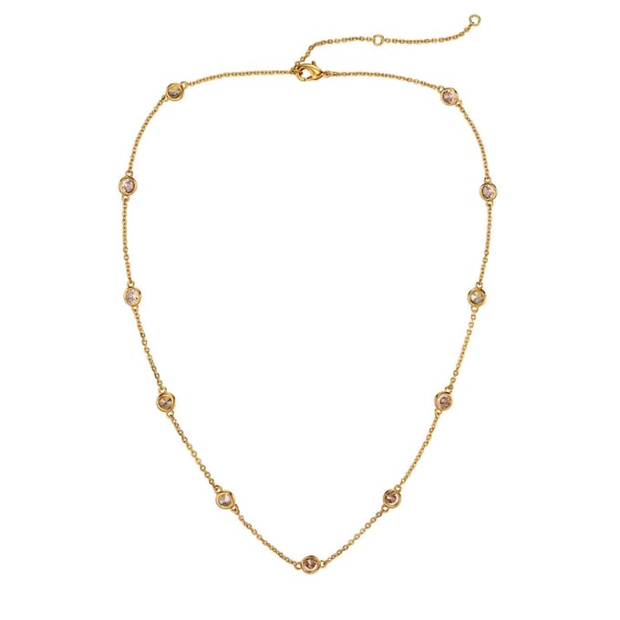Traveller Ketting - Collier Dames - Goud - Zirconia - Ø 4 mm - Verguld - Variabele lengte: 38-44 cm - 157758