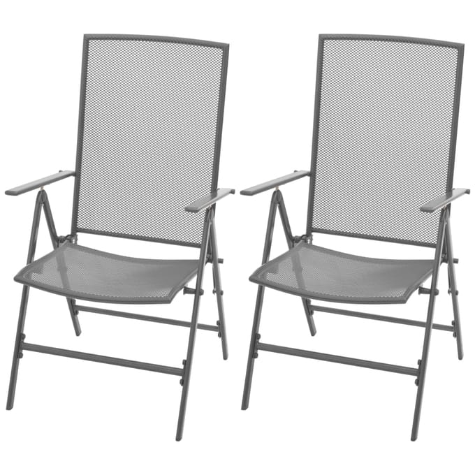 vidaXL - Stapelbare - klapstoelen - (2 - stuks) - in - staalgrijs