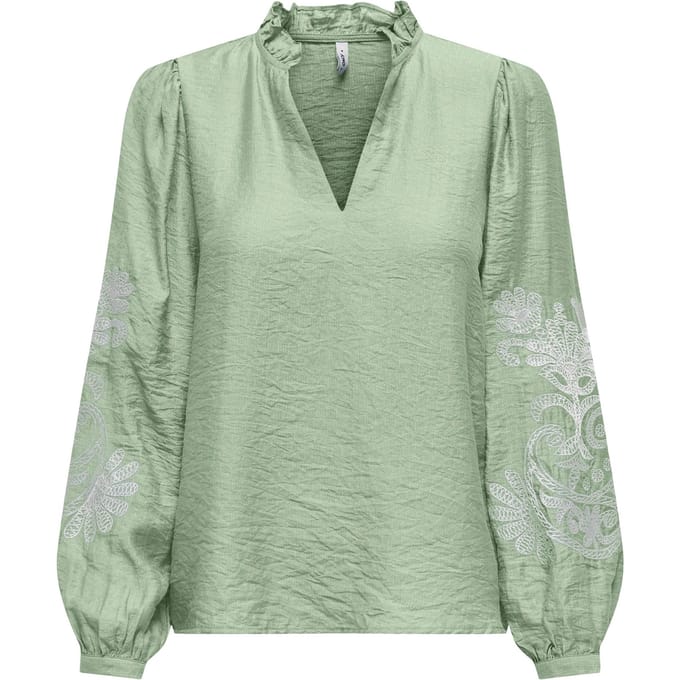 ONLY - ONLNEW MALOU L/S EMB TOP WVN CS Dames Top