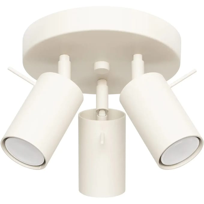 Plafondlamp RING 3P met 3 verstelbare spots op ronde plafondplaat - Sollux Lighting - IP20 - Beige staal behuizing - 19.5 x 19.5 x 18.5 cm - 3 x GU10 LED, exclusief lichtbron - 3 x 10 W - Moderne plafondlamp voor woonkamer, slaapkamer en eetkamer