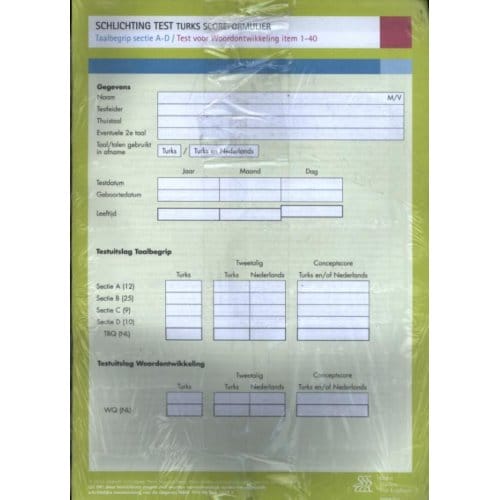 Schlichting Test Turks Scoreformulier - L. Schlichting