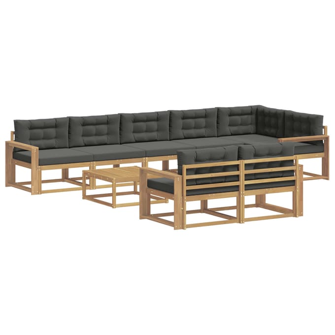 vidaXL - Buiten - bank - set - 9 - st - Wit - en - antracietkleurig - Polyester