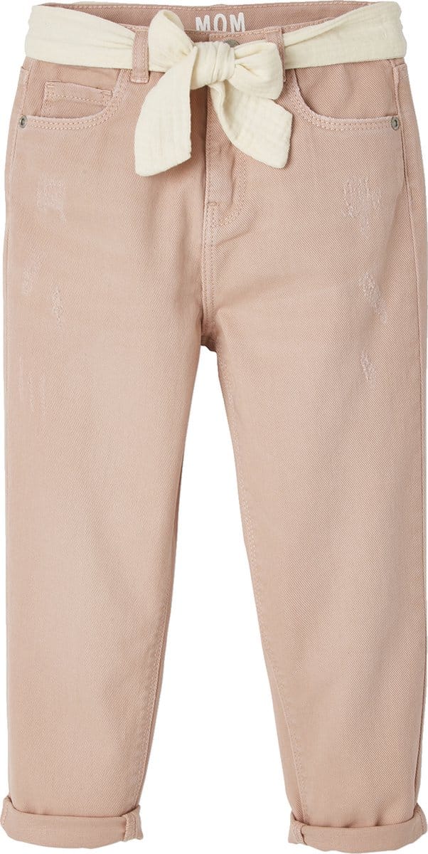 Vertbaudet "Mom fit" broek en sjaalriem van katoengaas voor meisjes