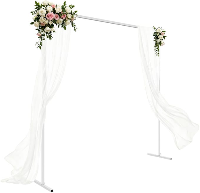 Bruiloftsboogconstructie - Decoratie - Eenvoudig te monteren - Vierkant - Tuin - 2 x 2 meter - Geschikt voor bruiloftsdecoratie - Wit - Metaal