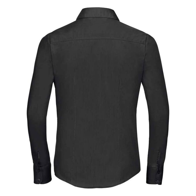 Russell Collection Dames/Dames Poplin met Lange Mouwen Formeel Overhemd (Zwart)