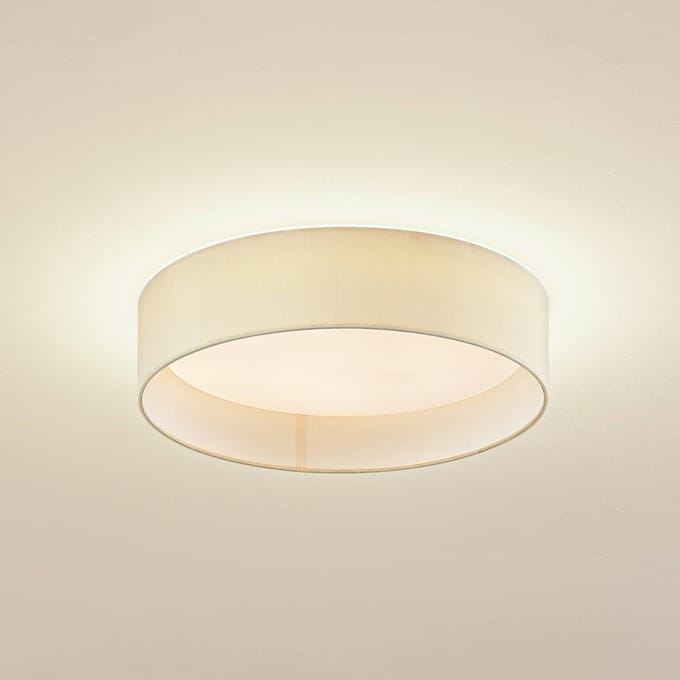 Lindby LED plafondlamp Eilif, stof, wit, Ø 40 cm, CCT