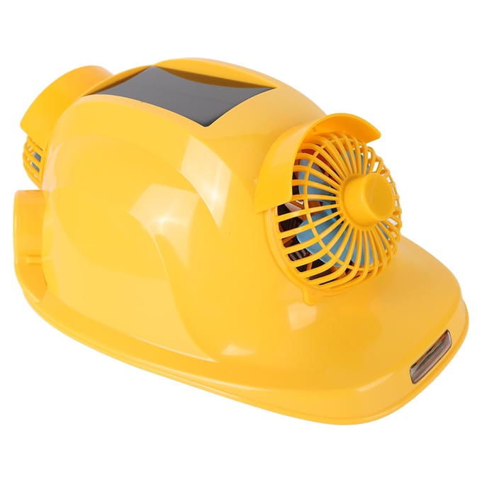 6 Ventilatoren Zonnehelm Oplaadbaar Zonnebrand Koeling Werkhelm met Batterij beige