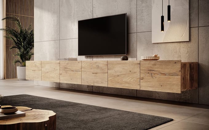 Meubella - TV-Meubel Calabas - Kastanje - 300 cm