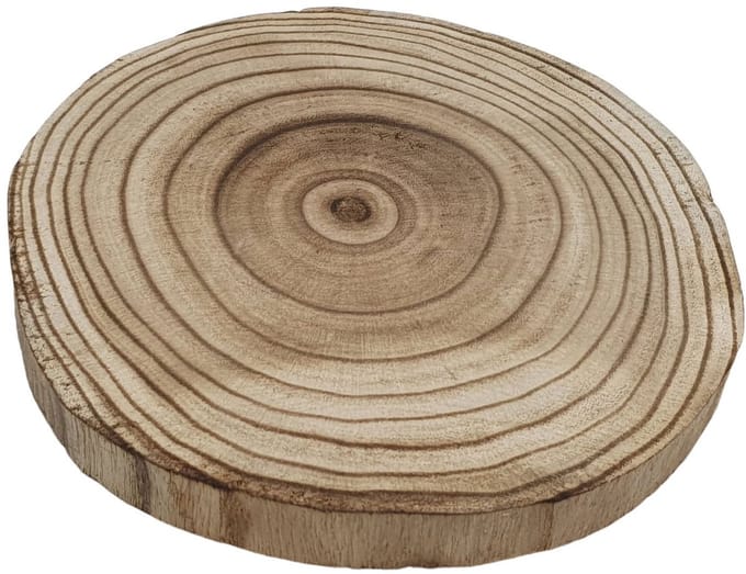 Playwood decoratie boomschijf hout gebrand - Paulownia Ø 20cm natuurlijk.