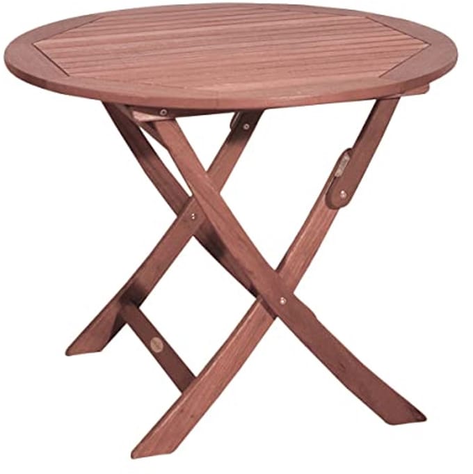 Grote ronde inklapbare tuintafel van geolied eucalyptushout - 90 x 73 cm - perfect voor balkon en tuin