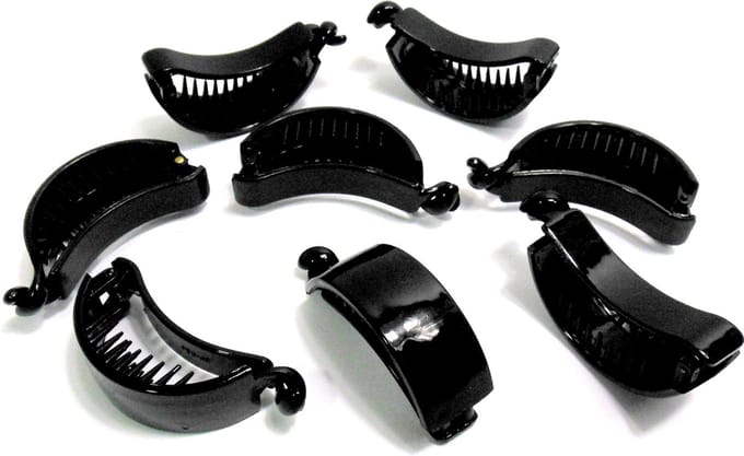 8 haarklemmen met sluitclip zwart
