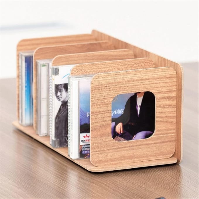 Houten Opbergrek - Platenhouder - Cd Opslag - Creatief Display - 300 gram - Naturel
