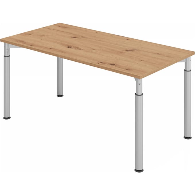 YAMA 16 S | Bureau - 160 x 80 Tafelhoogte I In hoogte verstelbaar Essen-Eik/Zilver
