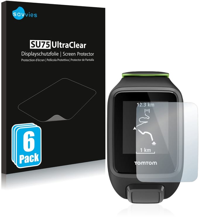 Savvies - Screenprotector voor TomTom Runner 3 - Folie Beschermfolie transparant 6 Stuks