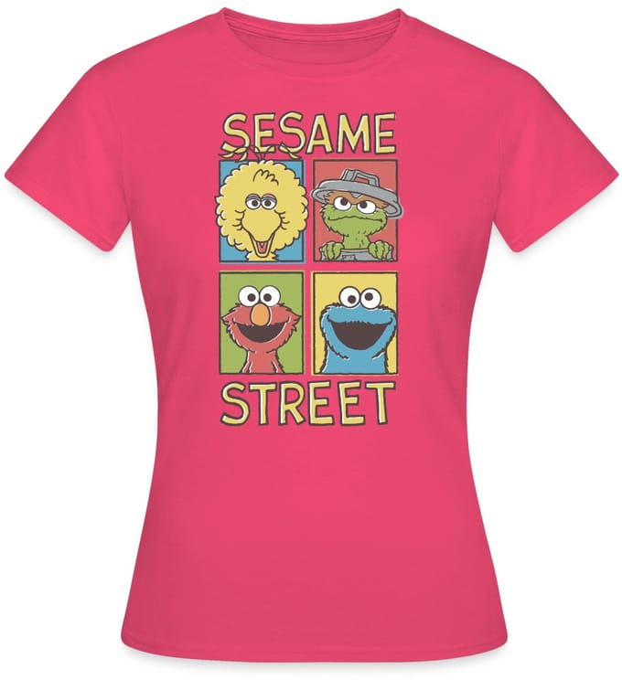 Sesamstraat Bibo Oscar Elmo Koekiemonster T-Shirt Dames