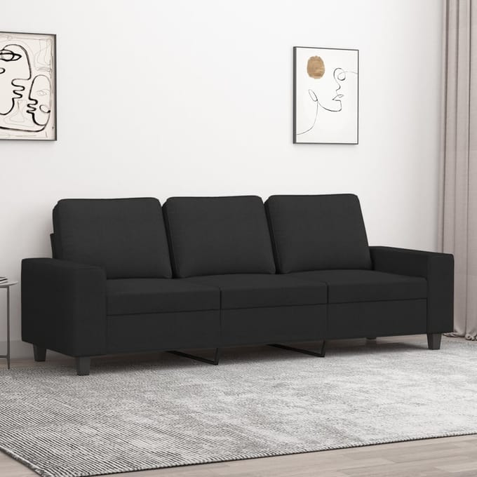 vidaXL - Driezitsbank - 180 - cm - stof - zwart