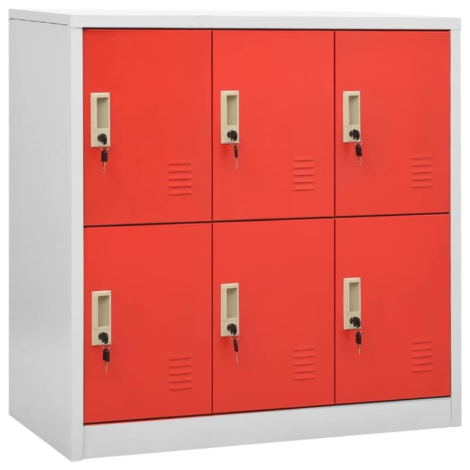 vidaXL - Lockerkast - 90x45x92,5 - cm - staal - lichtgrijs - en - rood