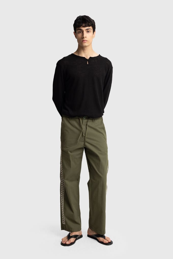 Heren Katoenen Poplin Rechte Pantalon