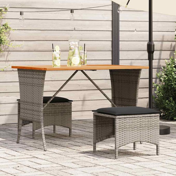 vidaXL - 3-delige - Tuinset - met - kussens - poly - rattan - grijs