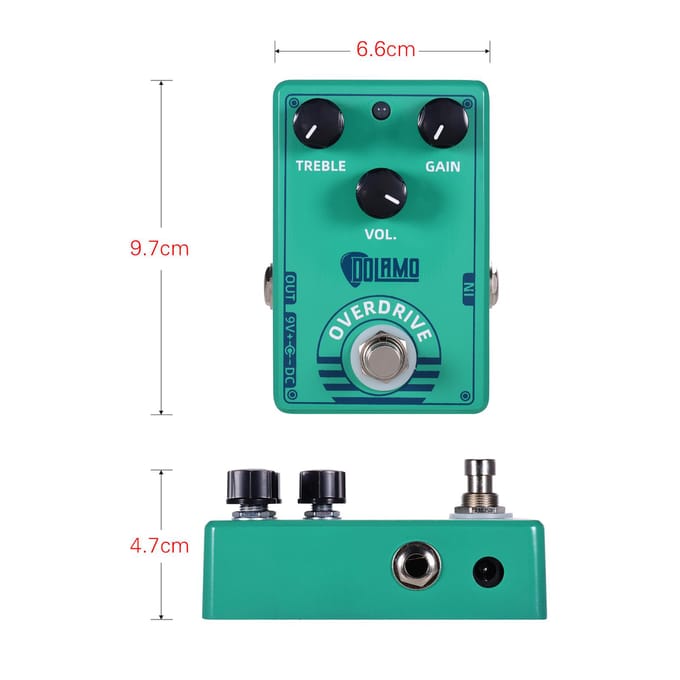 Dolamo D-12 overdrive gitaareffectpedaal met treble gain volumeregelaars True Bypass-ontwerp voor сyaan