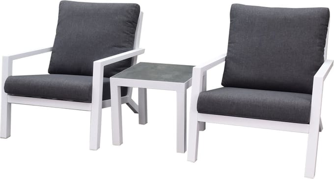 Malaga lounge balkonset 3 delig wit aluminium