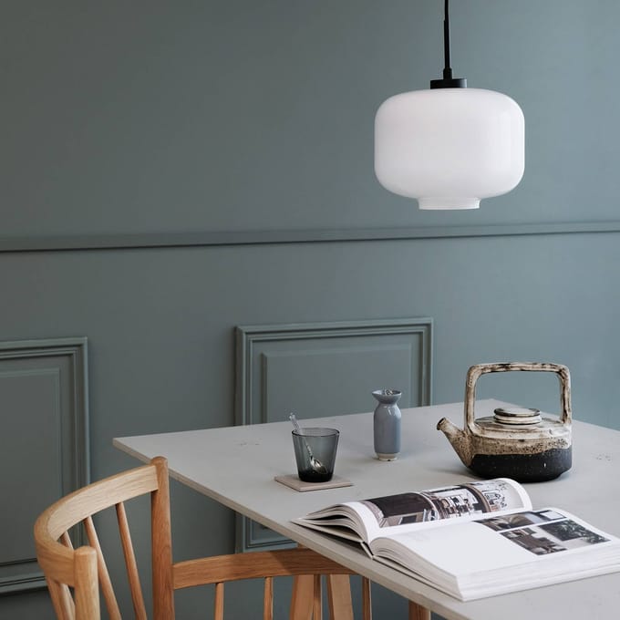 Dyberg Larsen Hanglamp Arp 25 X 32 Cm E27 Opaal 25w Wit/zwart