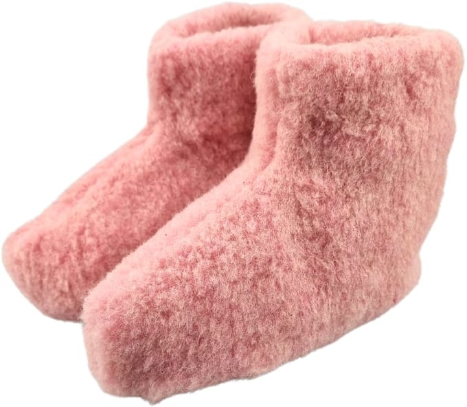 Wollen sloffen hoog model - kleur pink - 100% scheerwol schaap - maat 36