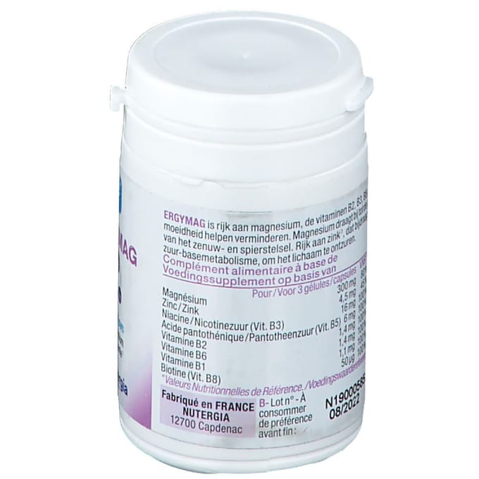 Nutergia ErgyMag : Magnesium + Zink 45 Capsules (ouwels)