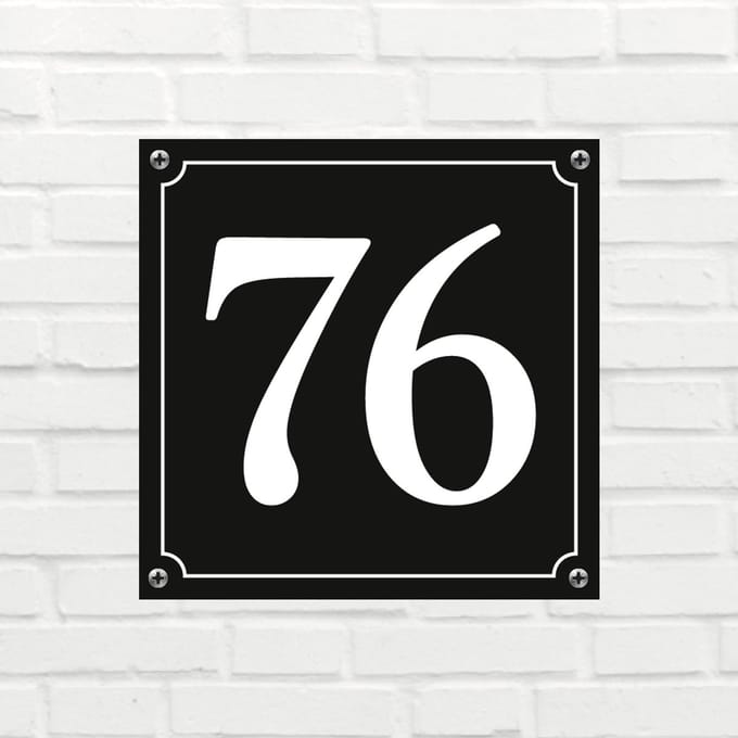 Huisnummerbord Mat zwart Deluxe - Nummer 76 - incl. bevestiging