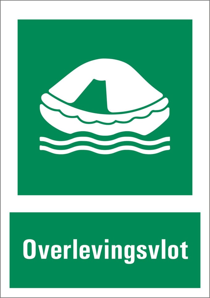 Overlevingsvlot sticker met tekst 210 x 297 mm