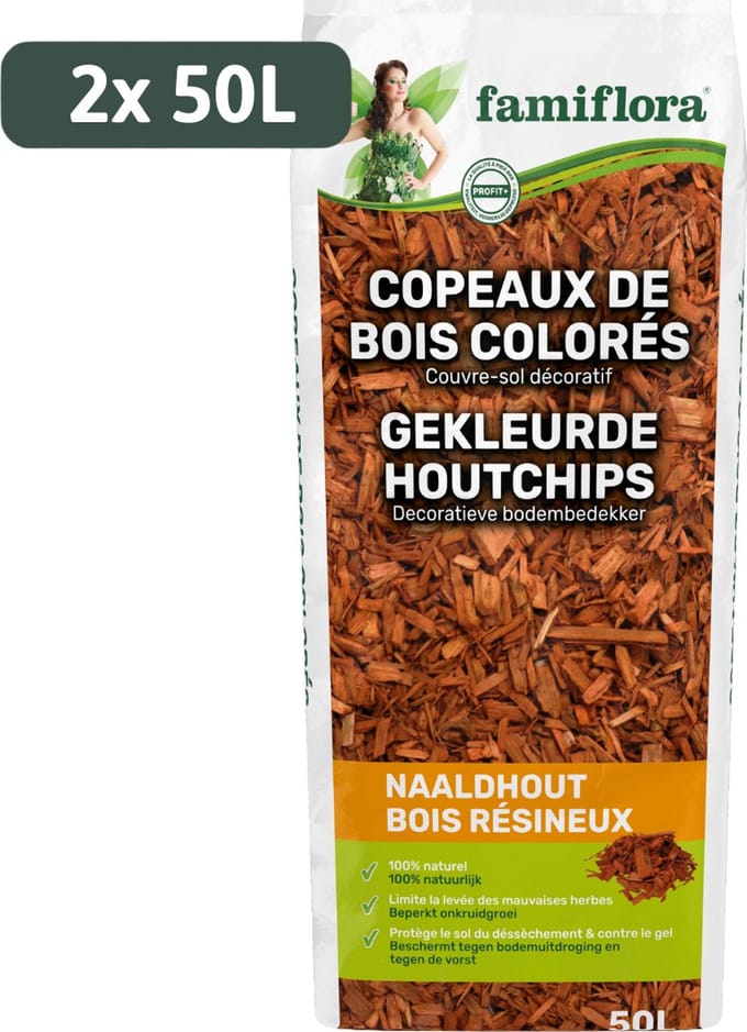 Famiflora gekleurde houtchips (100 l) pinus maritima - 2 x 50L