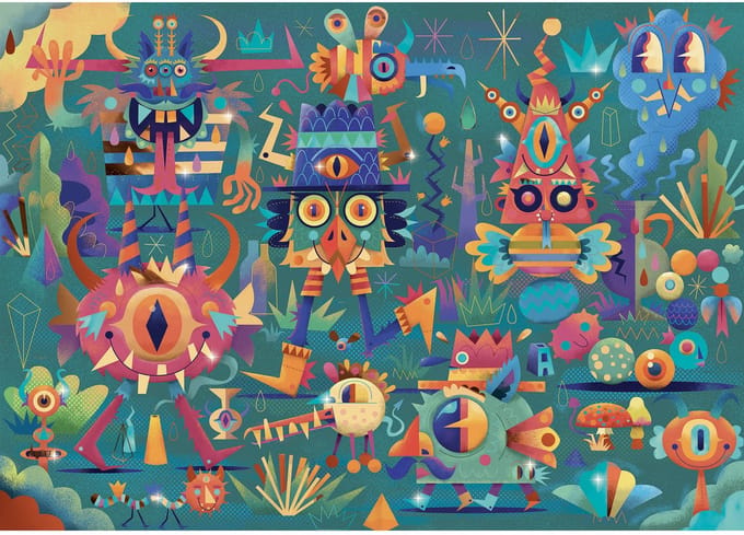 Djeco wizzy puzzles Monster party - 50 stukjes