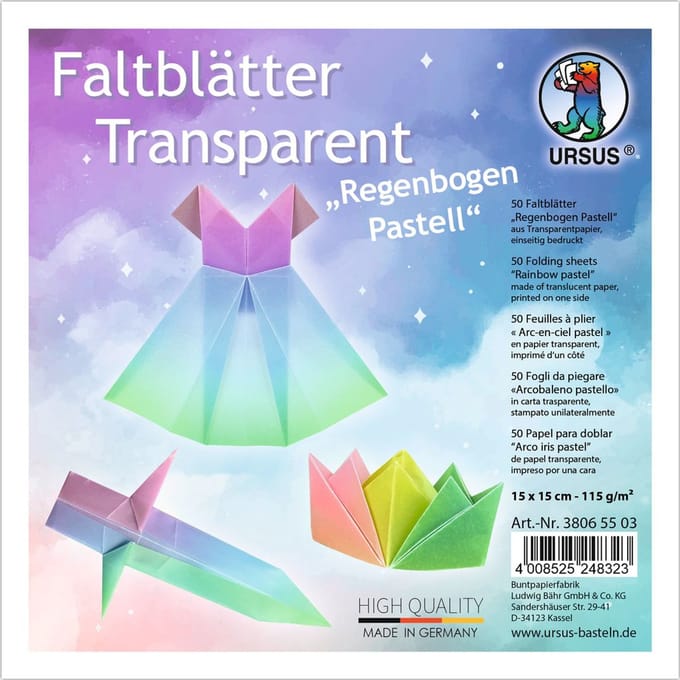 Transparante vouwblaadjes "Regenboog pastel"