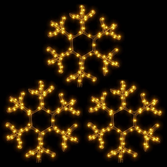 vidaXL Kerstfiguur sneeuwvlok met LED's 3 st 38x37 cm warmwit