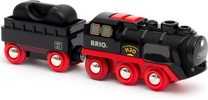 BRIO Stoomtrein op batterijen - Met realistische stoomeffecten - 33884 - complete treinset, zelfstandig speelbaar - vanaf 3 jaar