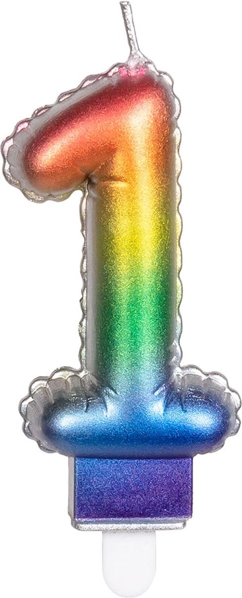 Boland - Kaarsje '1' regenboog 1 Multi - Regenboog - Regenboog