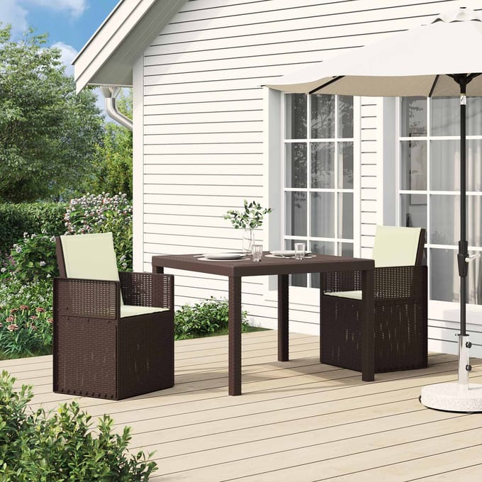 vidaXL - Tuinstoelen - 2 - st - Bruin - en - crèmekleurig - PP