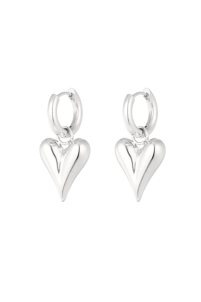 Bijoutheek Oorhangers Chunky Hart Zilver