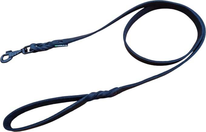 K9World by van der Veeke, hondenriem met handvat, zwart, black edition hardware, 1.8m