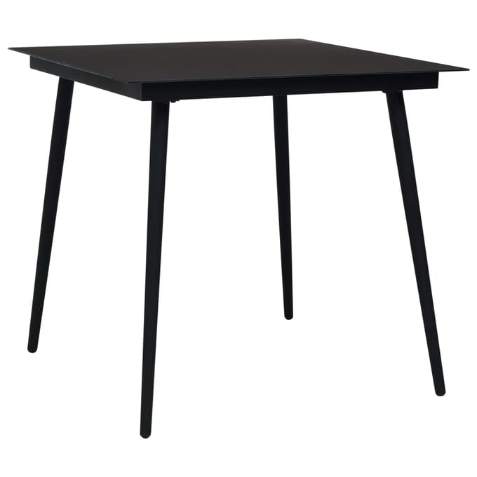 vidaXL - Tuintafel - 80x80x74 - cm - staal - en - glas - zwart
