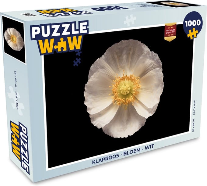 Puzzel Klaproos - Bloem - Wit - Legpuzzel - Puzzel 1000 stukjes volwassenen