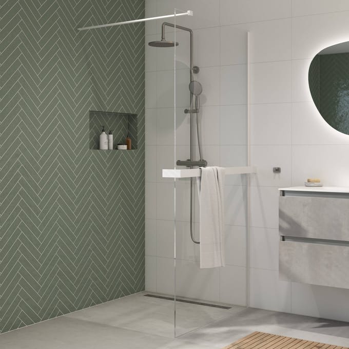 Saqu Modulo inloopdouche incl. antikalk 90x210cm met handdoekhouder mat wit