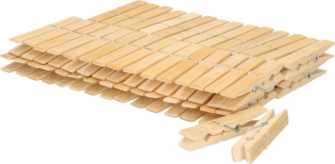 Wasknijperzak met karabijn - 120 houten knijpers - knijperzak