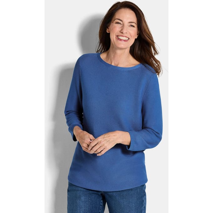 Tricot pullover van puur katoen - koningsblauw - Gr. 48 van Goldner Fashion