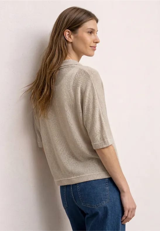 Jas met korte mouwen in gebreide look met glitters
