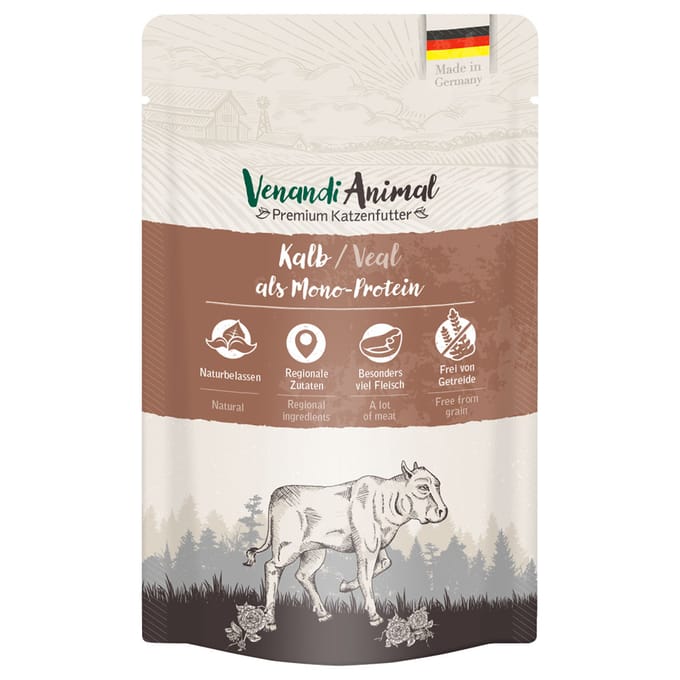 12x125g Venandi Animal Monoprotein Kalf kattenvoer nat